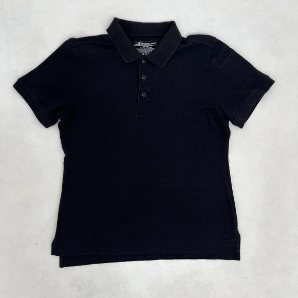 5.11 Tactical Series Mens Medium Polo Shirt Black Utility Pocket Short Sleeve - Picture 1 of 7